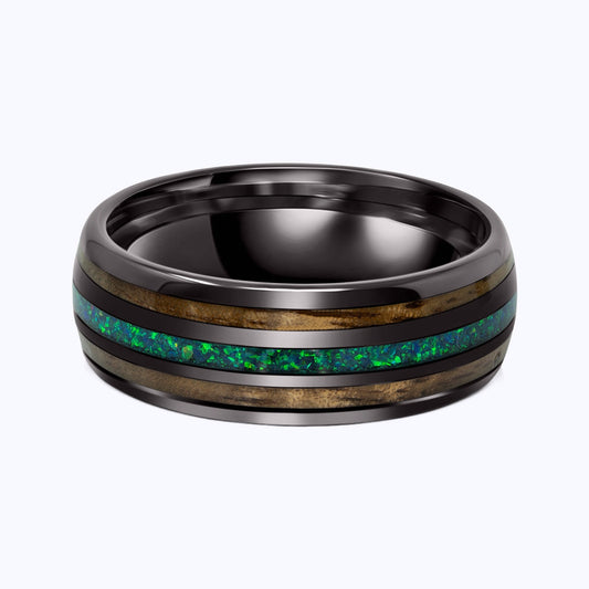 Pearich Tungsten Opal Wedding Band Ring