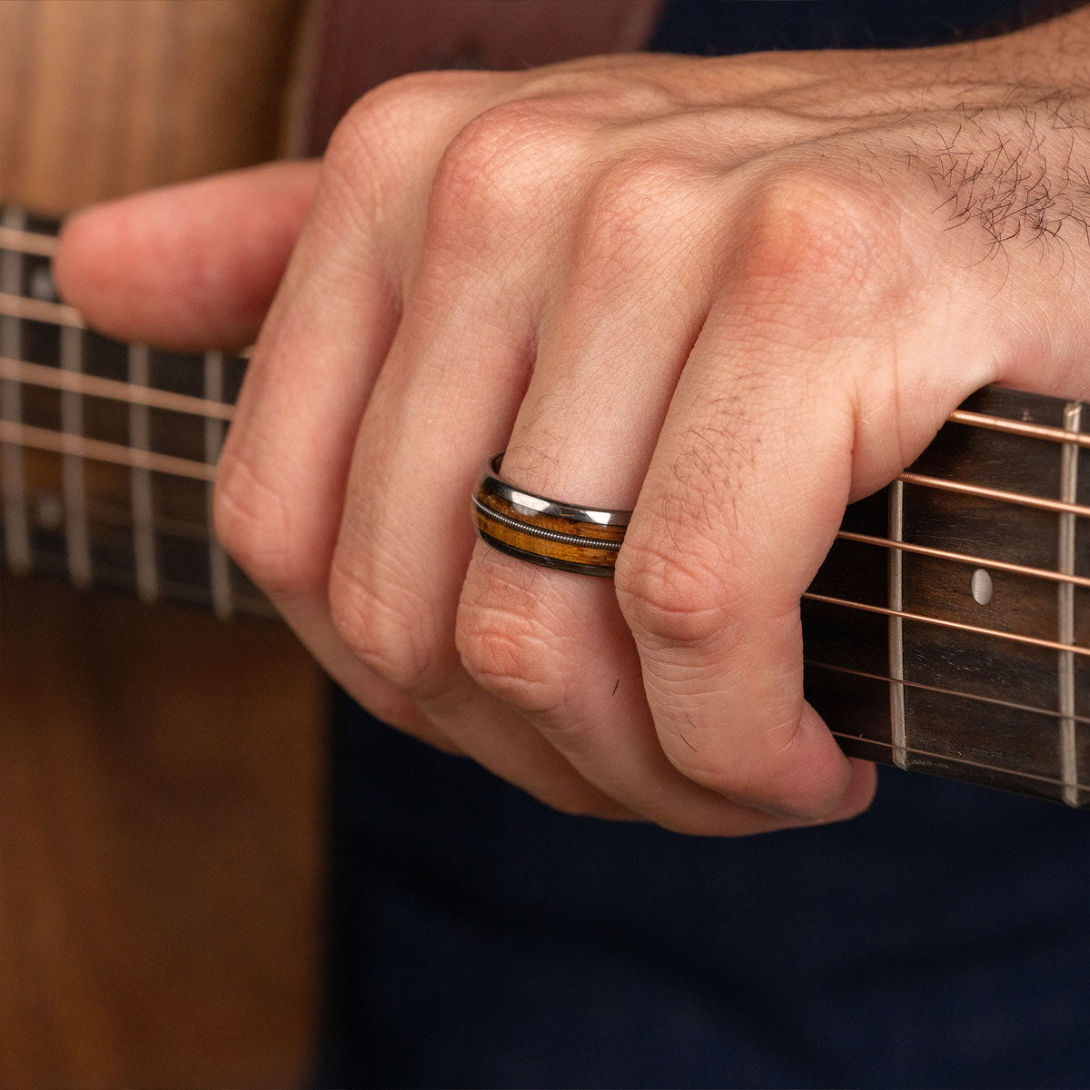 Pearich Tungsten Carbide with Whiskey Barrel Wood Ring