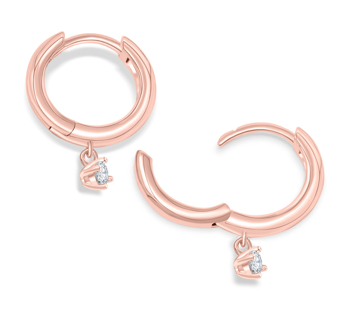 Pearich Rose Gold Rose Gold Drop Huggie Earrings