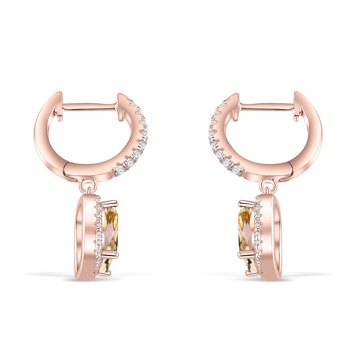 Pearich Dainty Rose Gold Hanging Hoop Earrings