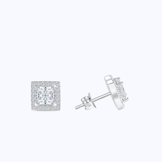 Pearich Princess Cut Halo Earrings