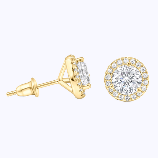 Pearich Gold Halo Stud Earrings