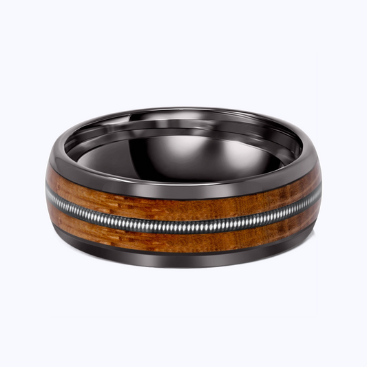 Pearich Tungsten Carbide with Whiskey Barrel Wood Ring