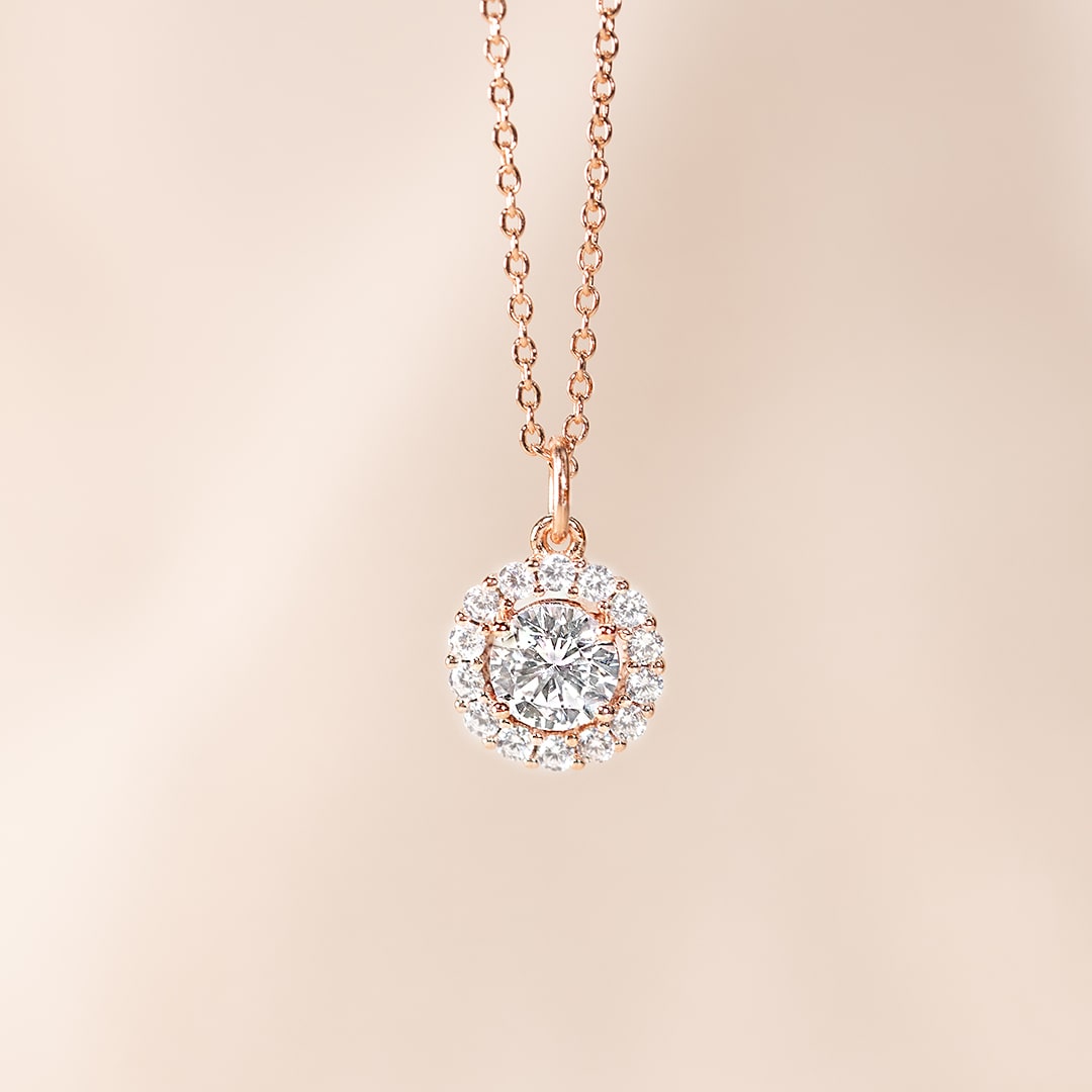 Pearich Halo Rose Gold Necklace