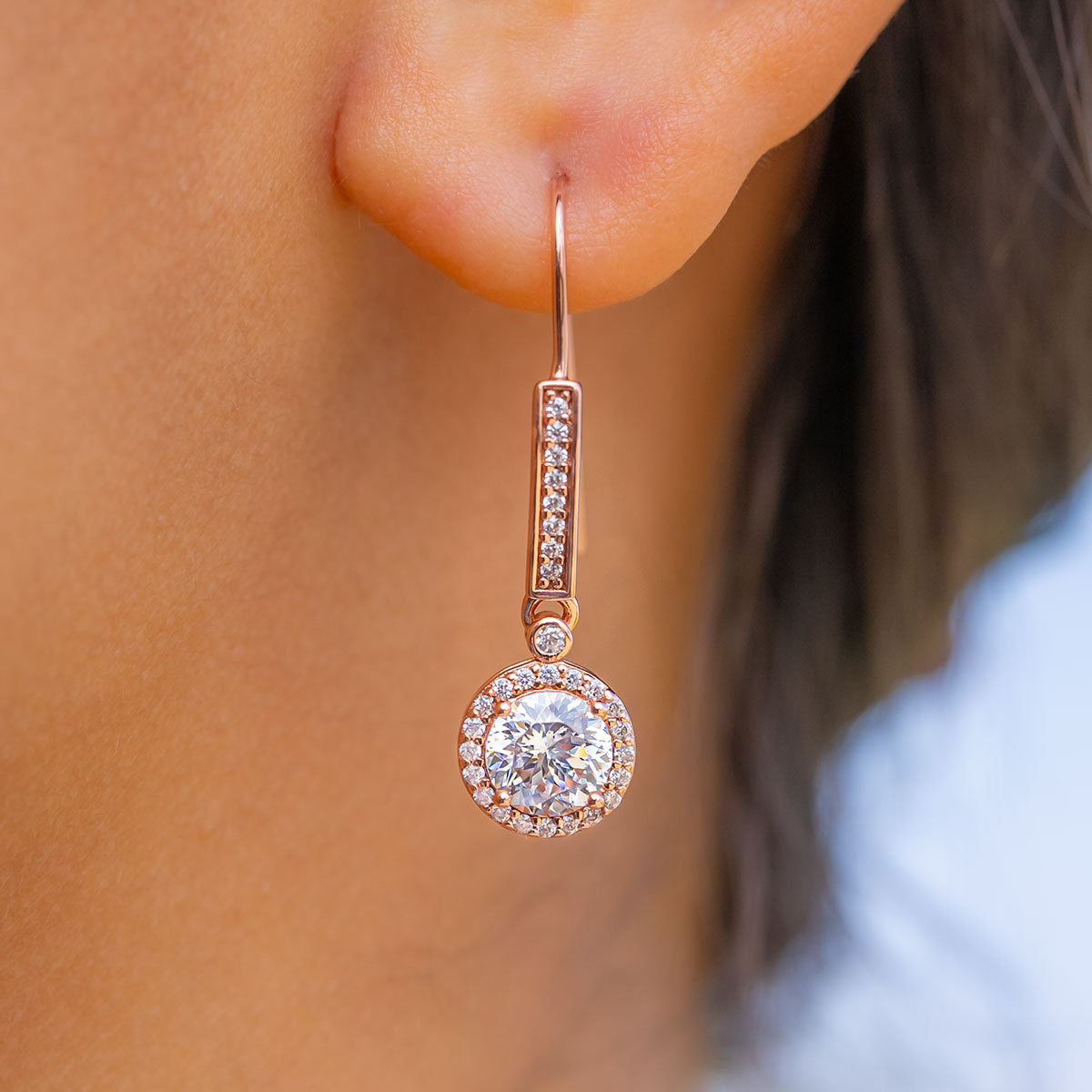 Pearich Rose Gold Round Cut Earrings