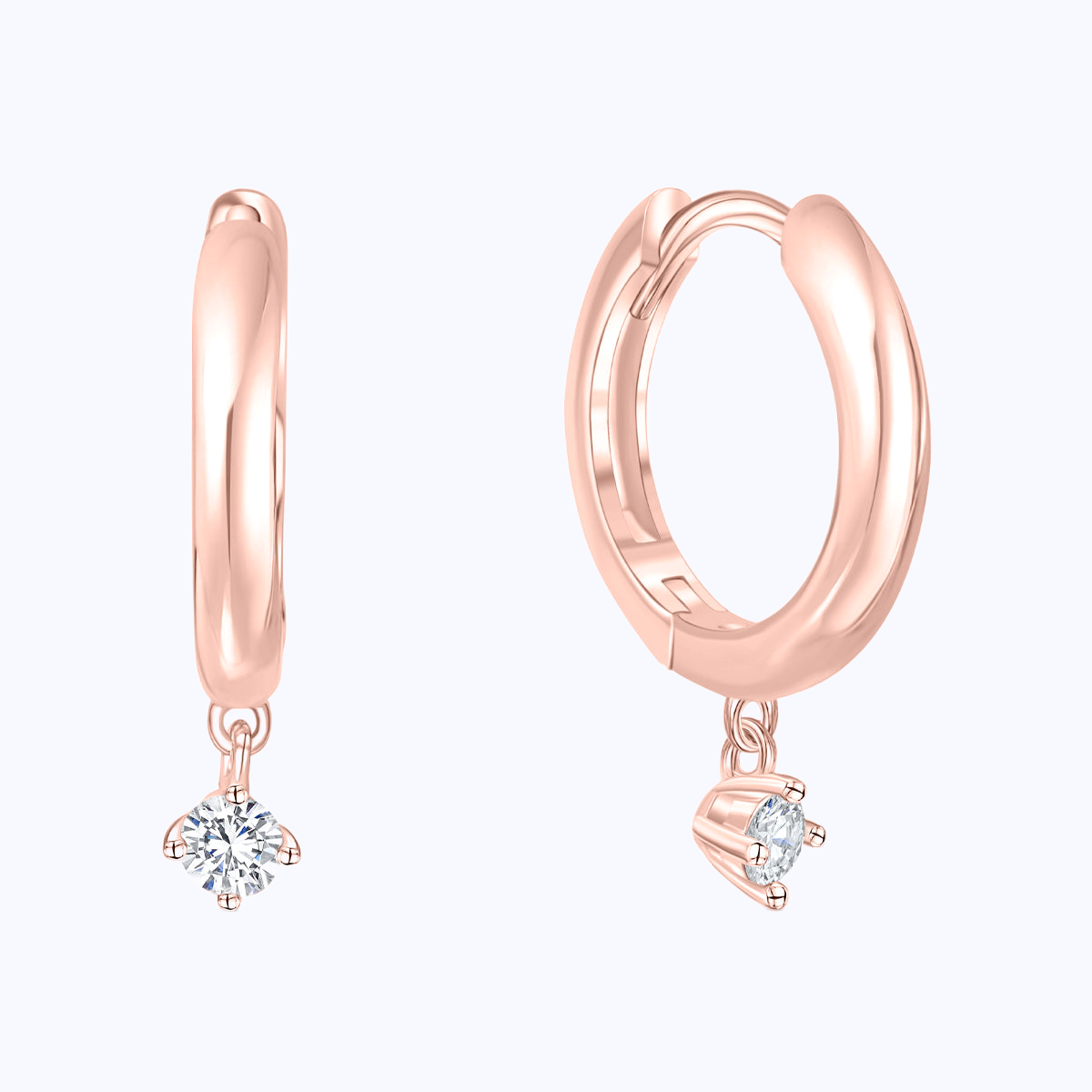 Pearich Rose Gold Rose Gold Drop Huggie Earrings