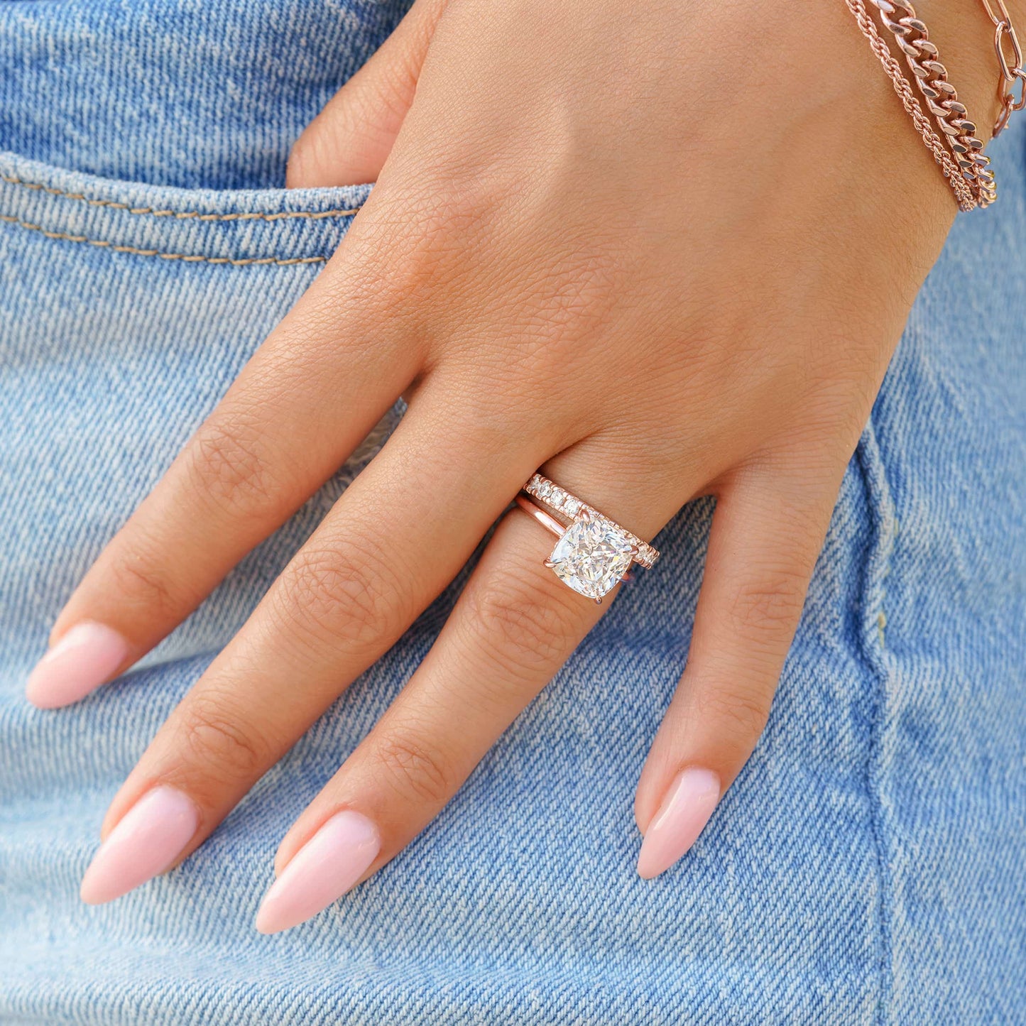 Pearich Rose Gold Eternity Promise Ring