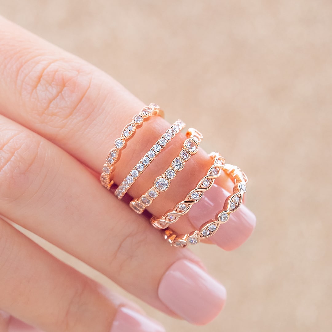 Pearich Promise Rose Gold Eternity Band Ring