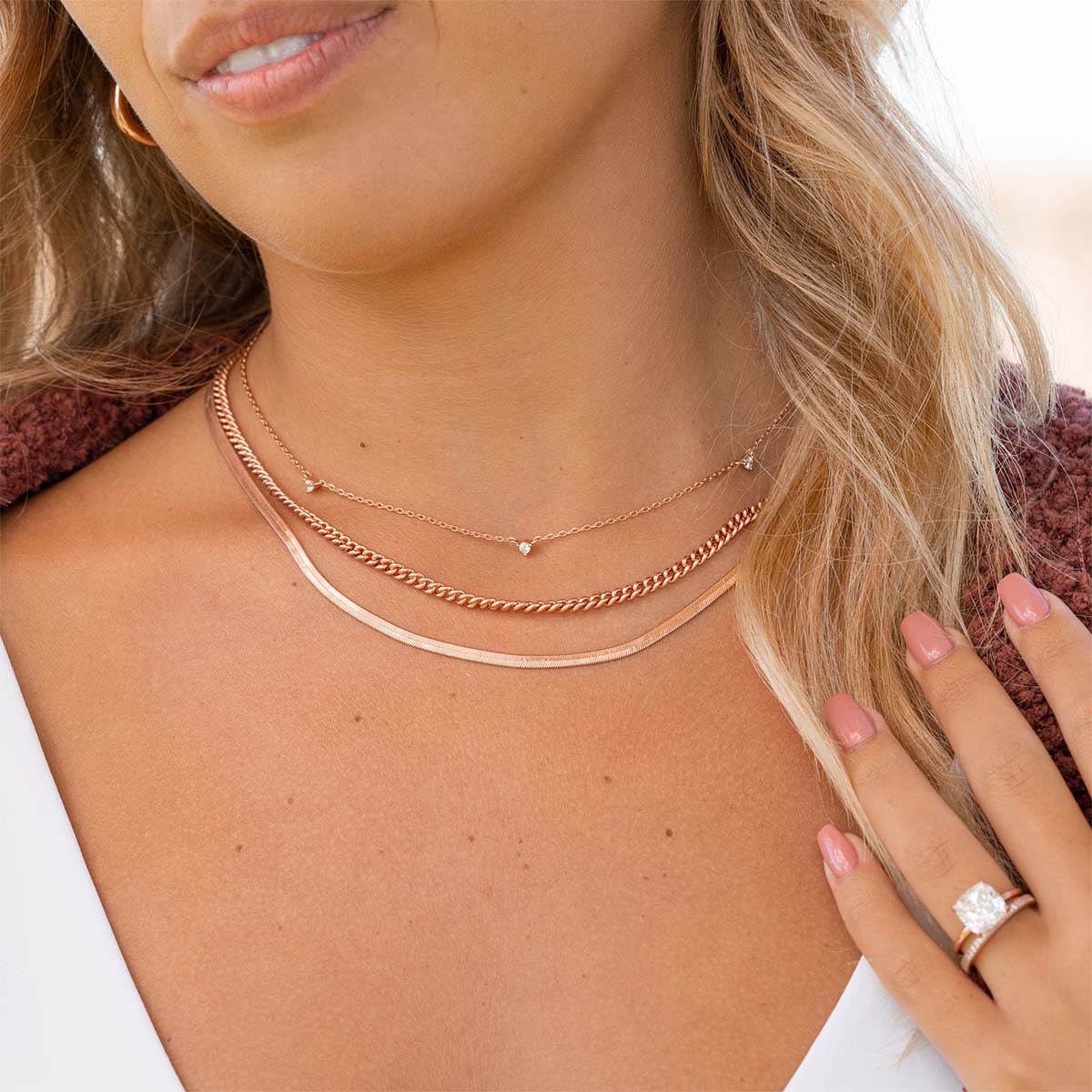 Pearich 18k Rose Gold Stone Necklace