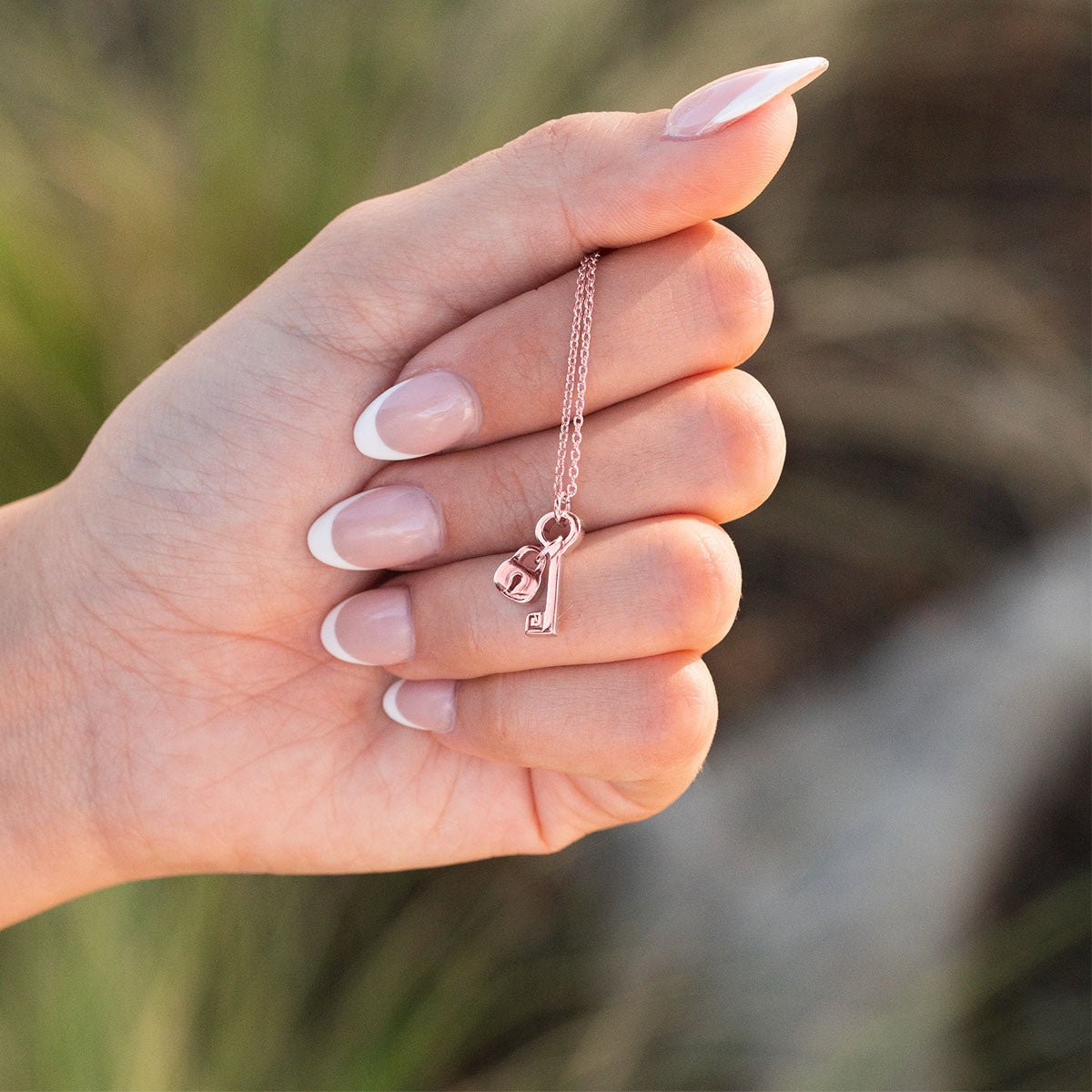 Pearich Rose Gold Lock & Key Necklace