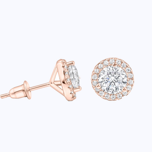 Pearich Rose Gold Halo Earrings