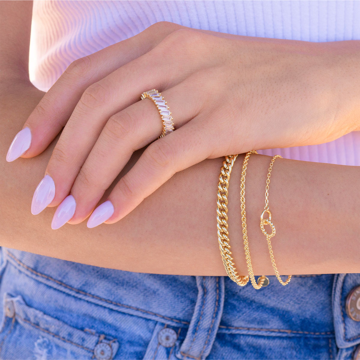 Pearich Dainty Hoops Gold Bracelet