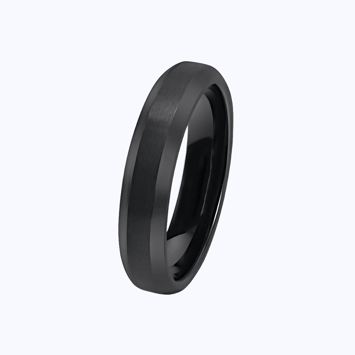 Pearich Minimalist Black Titanium Steel Band Ring