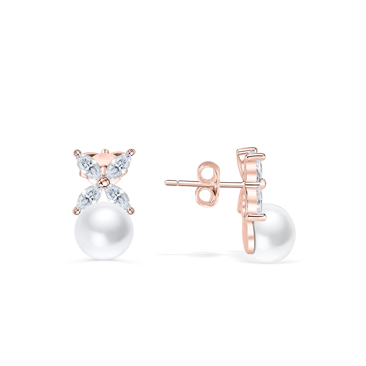 Pearich 18K Rose Gold Pearl Earrings