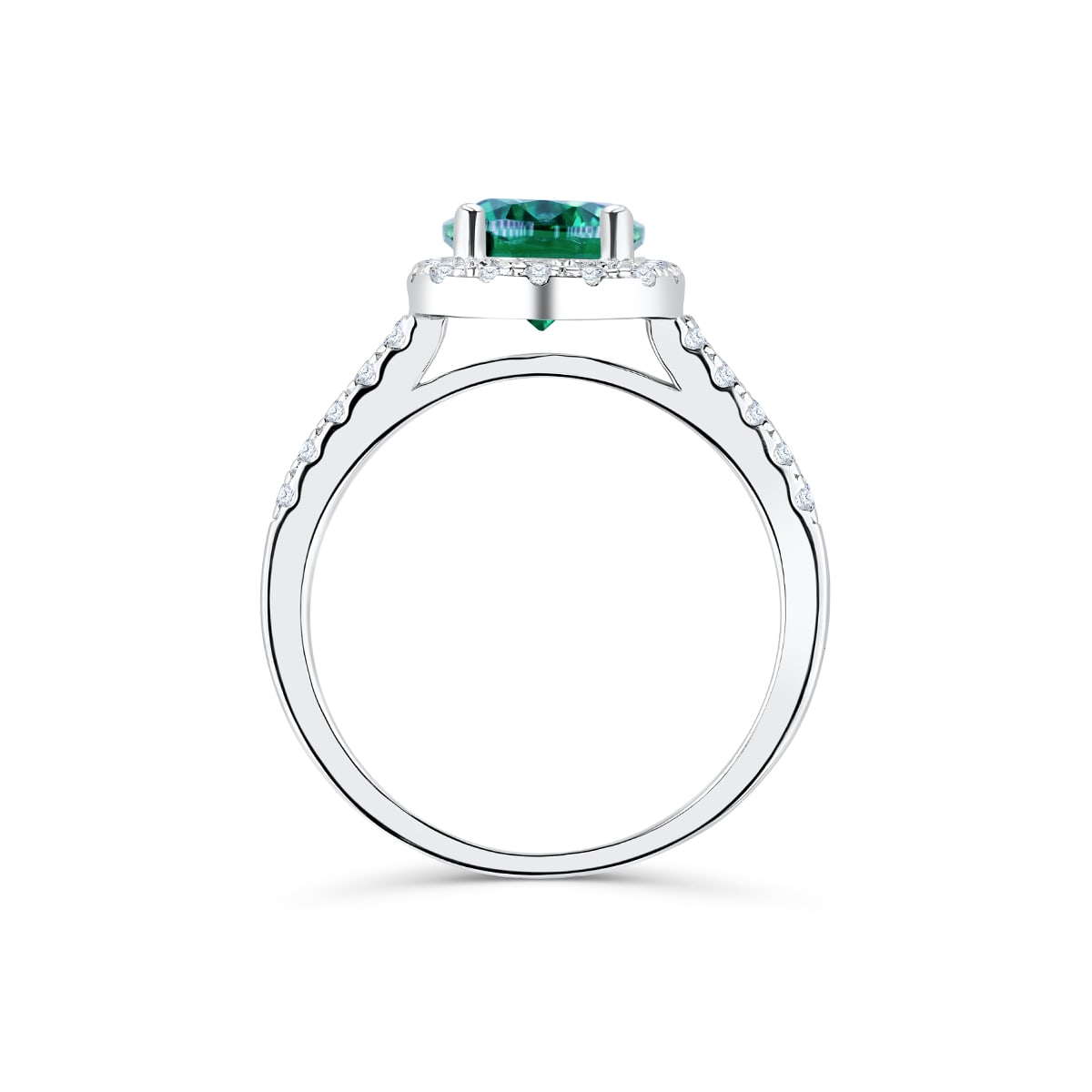 Pearich Halo Emerald Wedding Ring