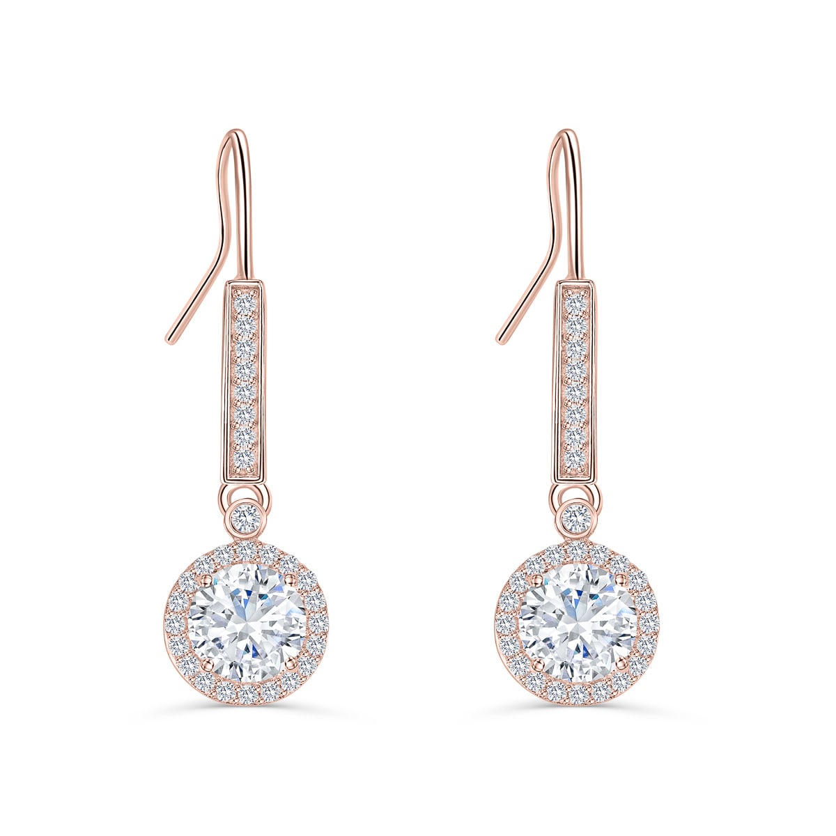 Pearich Rose Gold Round Cut Earrings