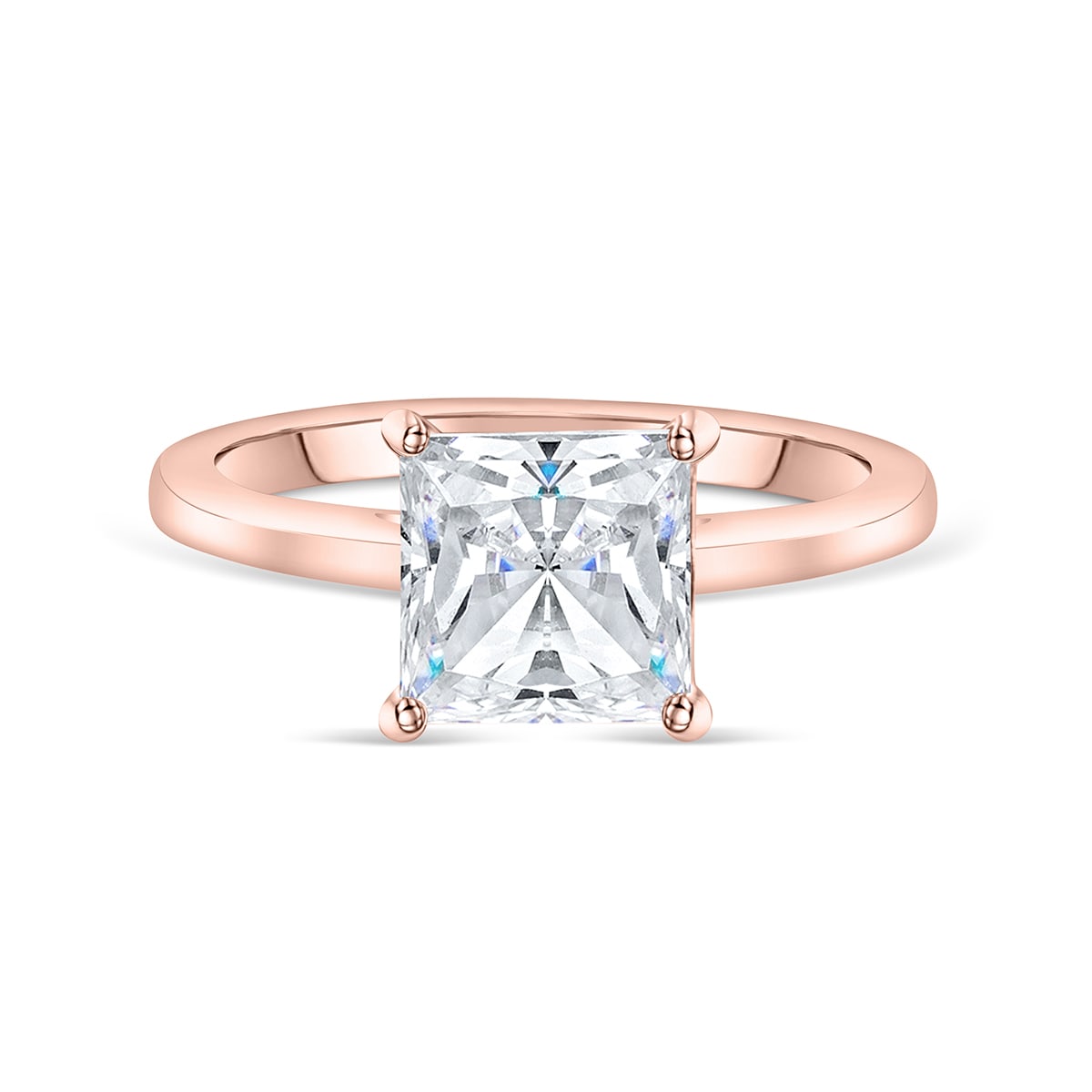 Pearich Rose Gold Princess Cut Wedding Ring