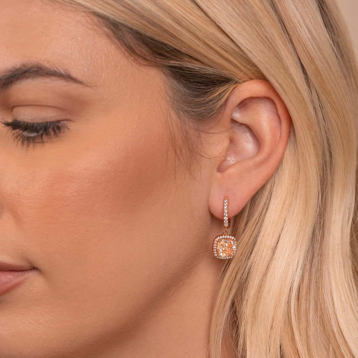 Pearich Dainty Rose Gold Hanging Hoop Earrings