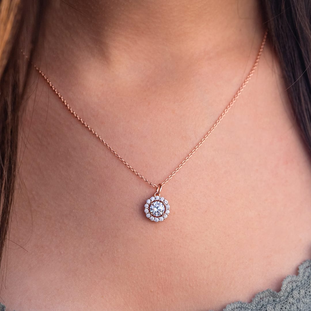 Pearich Halo Rose Gold Necklace