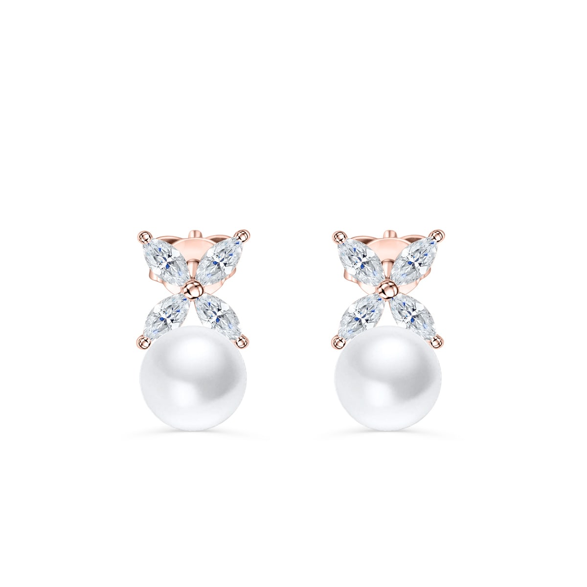 Pearich 18K Rose Gold Pearl Earrings