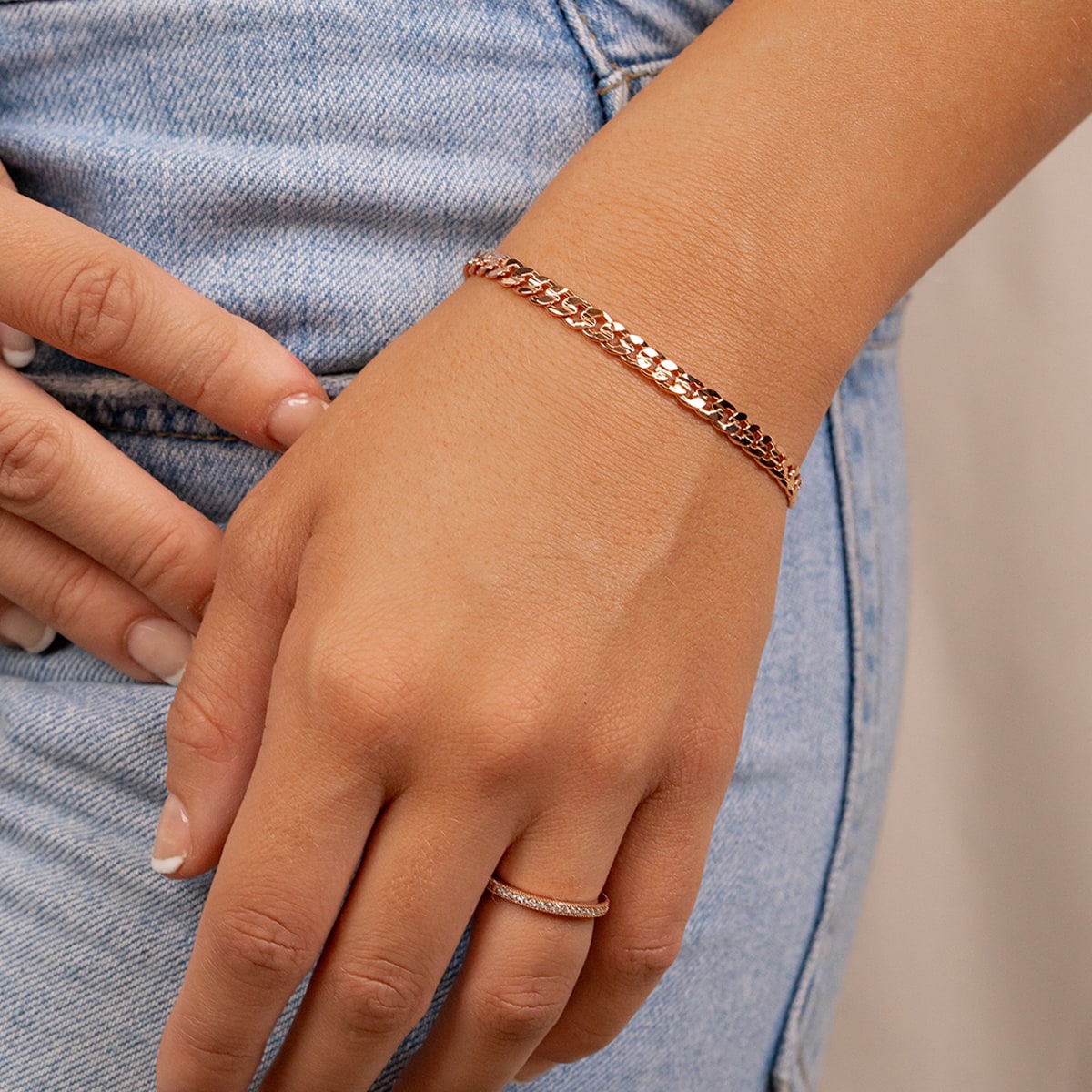 Pearich Rose Gold Cuban Chain Bracelet