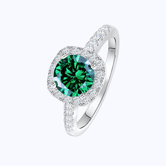 Pearich Halo Emerald Wedding Ring