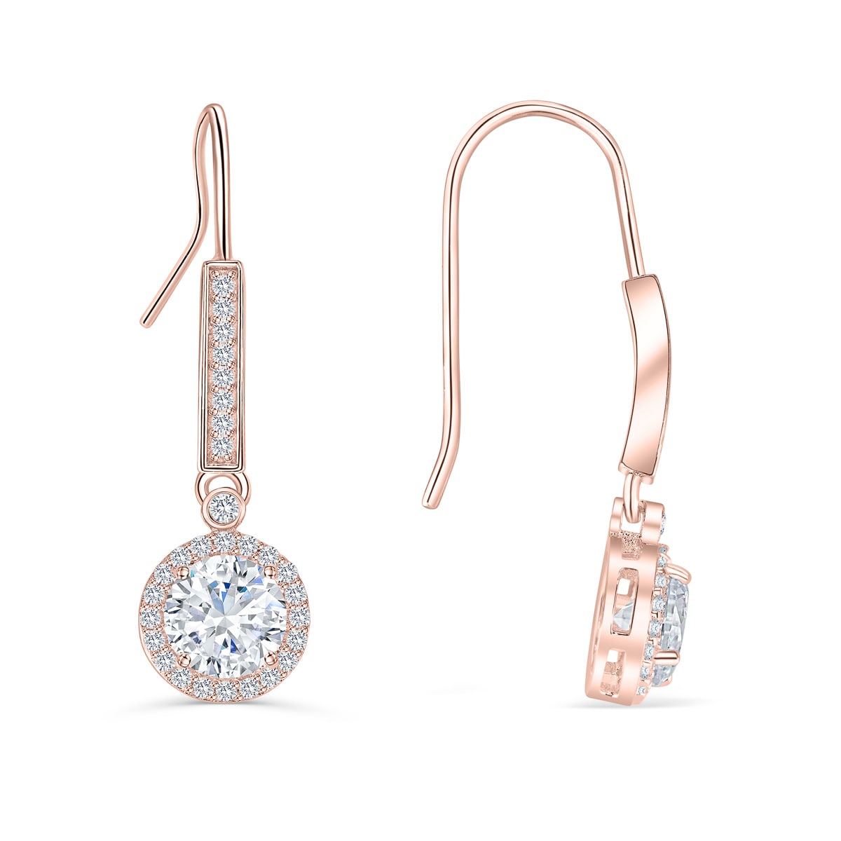 Pearich Rose Gold Round Cut Earrings