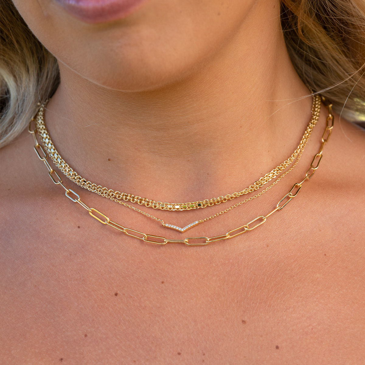 Pearich 18K Gold Paperclip Chain Necklace