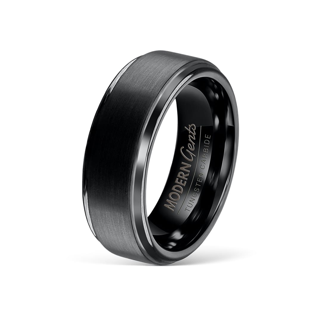 Pearich Black Tungsten Wedding Band Ring