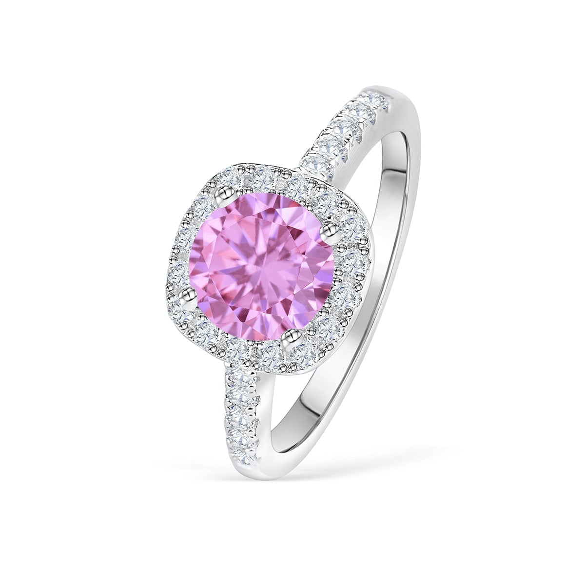 Pearich Pink  Halo EngageMent Ring