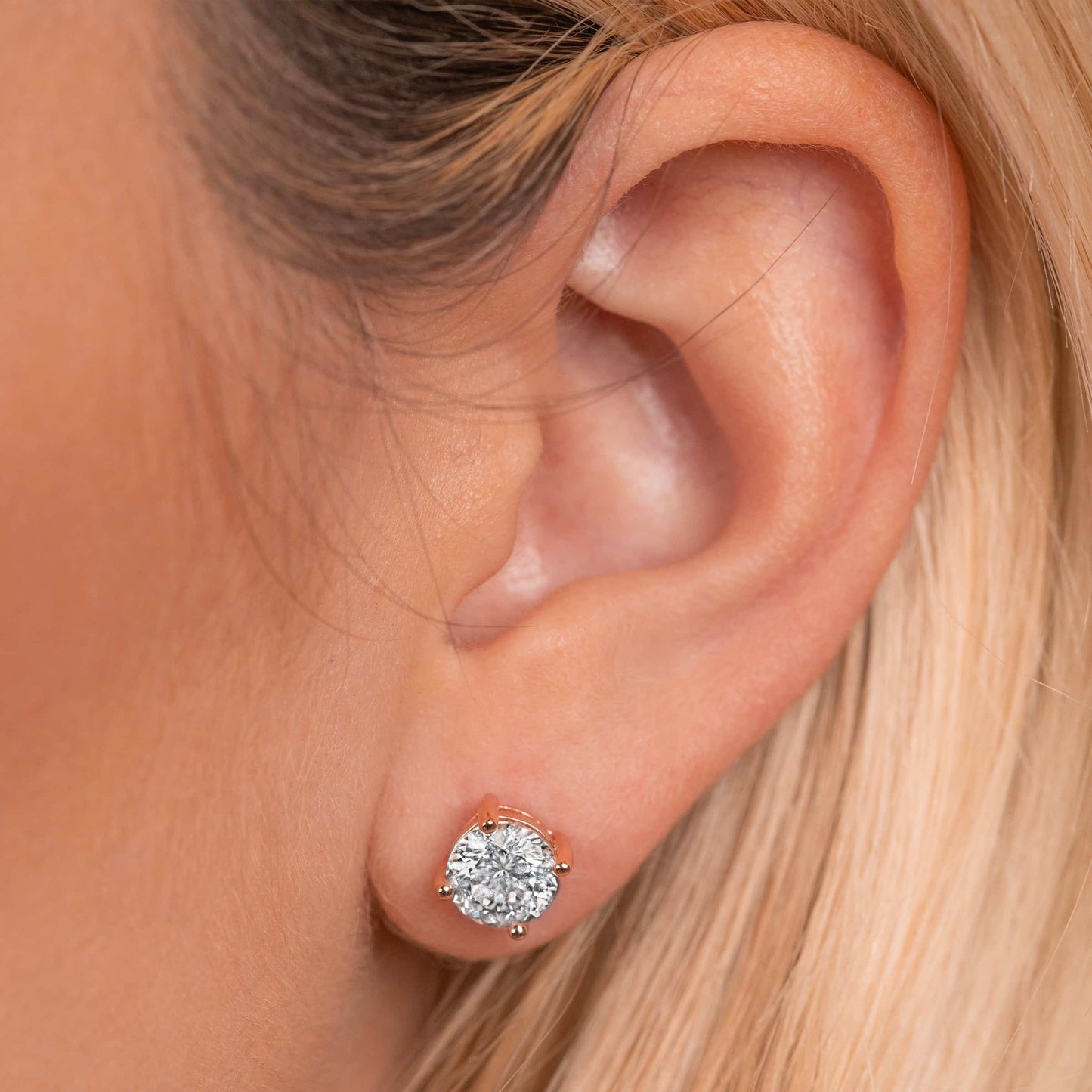 Pearich Rose Gold Round Wedding Earrings