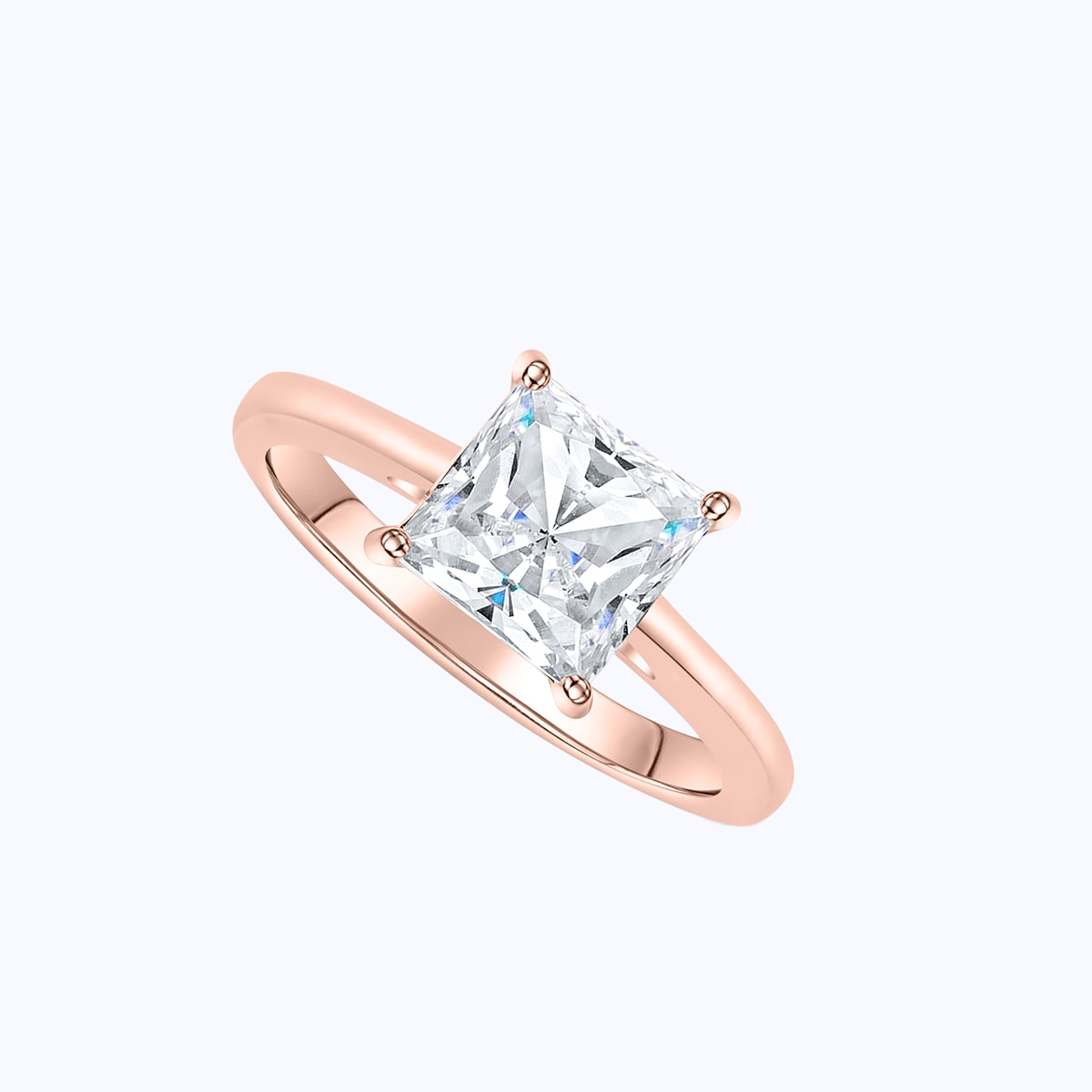 Pearich Rose Gold Princess Cut Wedding Ring