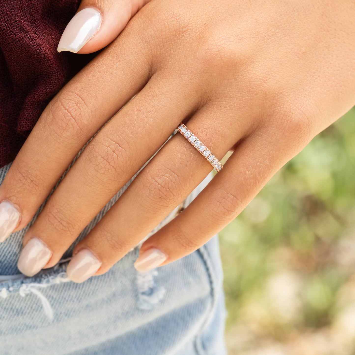 Pearich Rose Gold Eternity Promise Ring