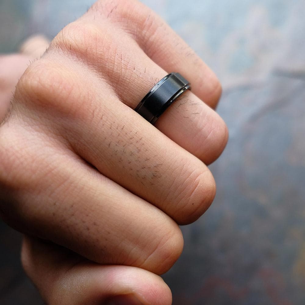 Pearich Black Tungsten Wedding Band Ring