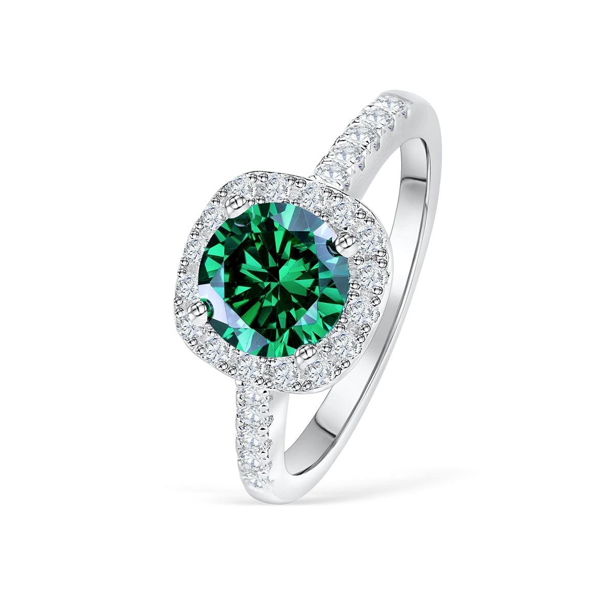 Pearich Halo Emerald Wedding Ring