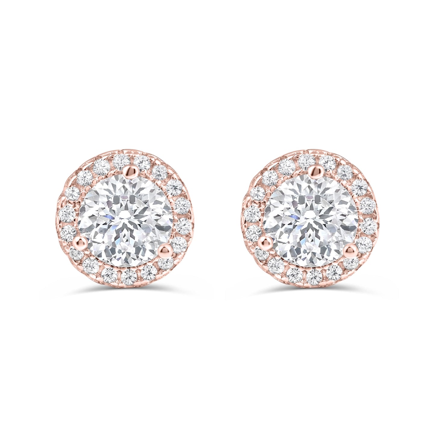 Pearich Rose Gold Halo Earrings