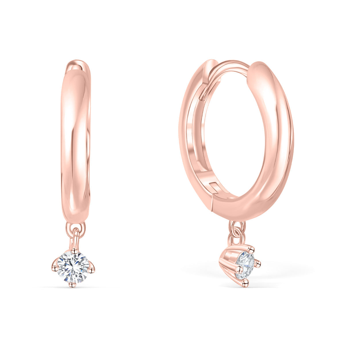 Pearich Rose Gold Rose Gold Drop Huggie Earrings