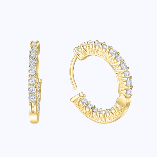 Pearich Gold Studd Hoop Earrings