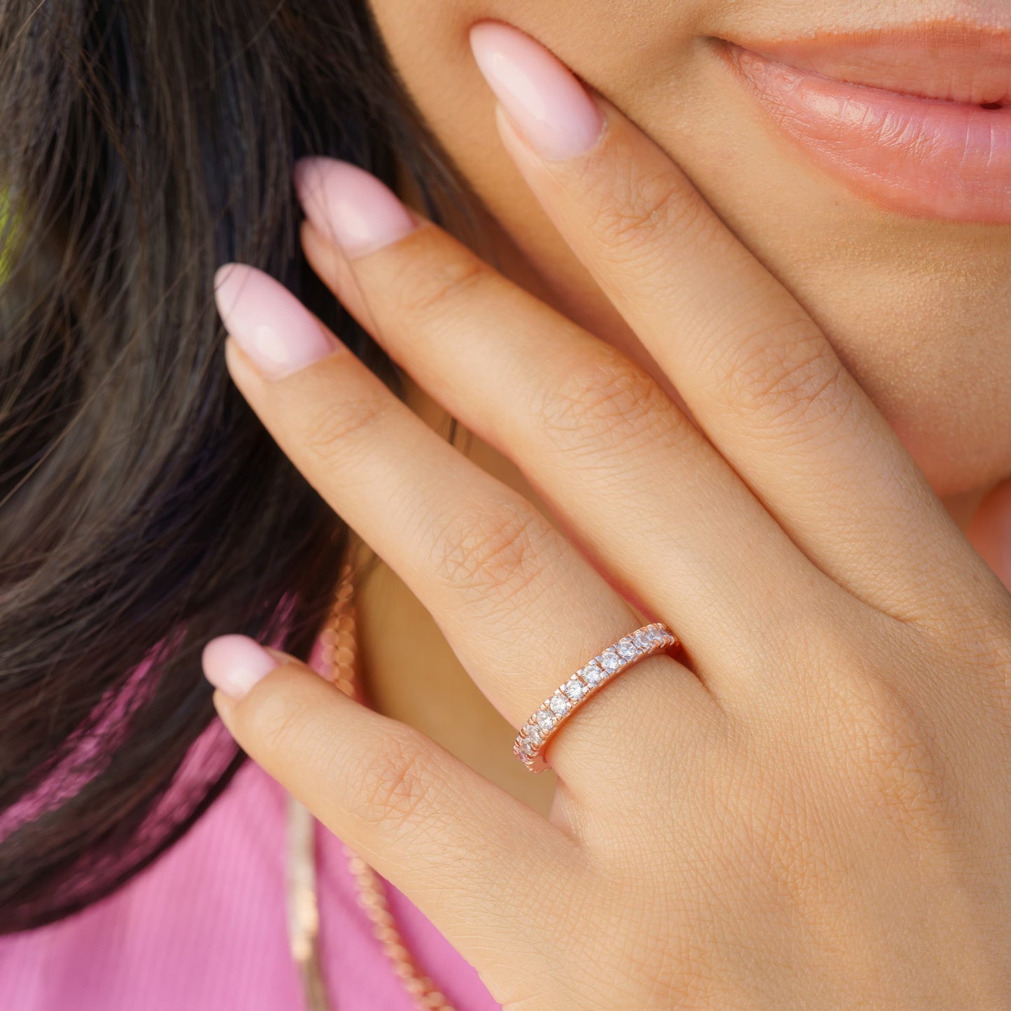 Pearich Rose Gold Eternity Promise Ring