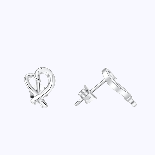 Pearich Sterling Silver Heart Stud Earrings