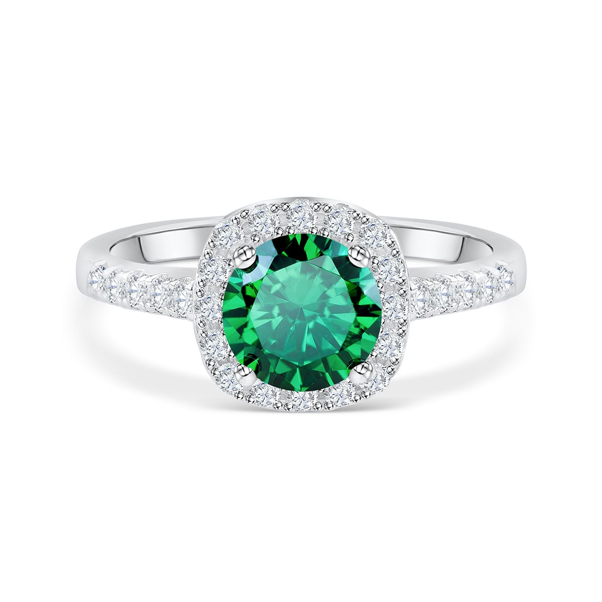 Pearich Halo Emerald Wedding Ring