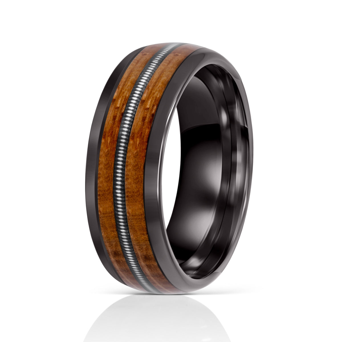 Pearich Tungsten Carbide with Whiskey Barrel Wood Ring