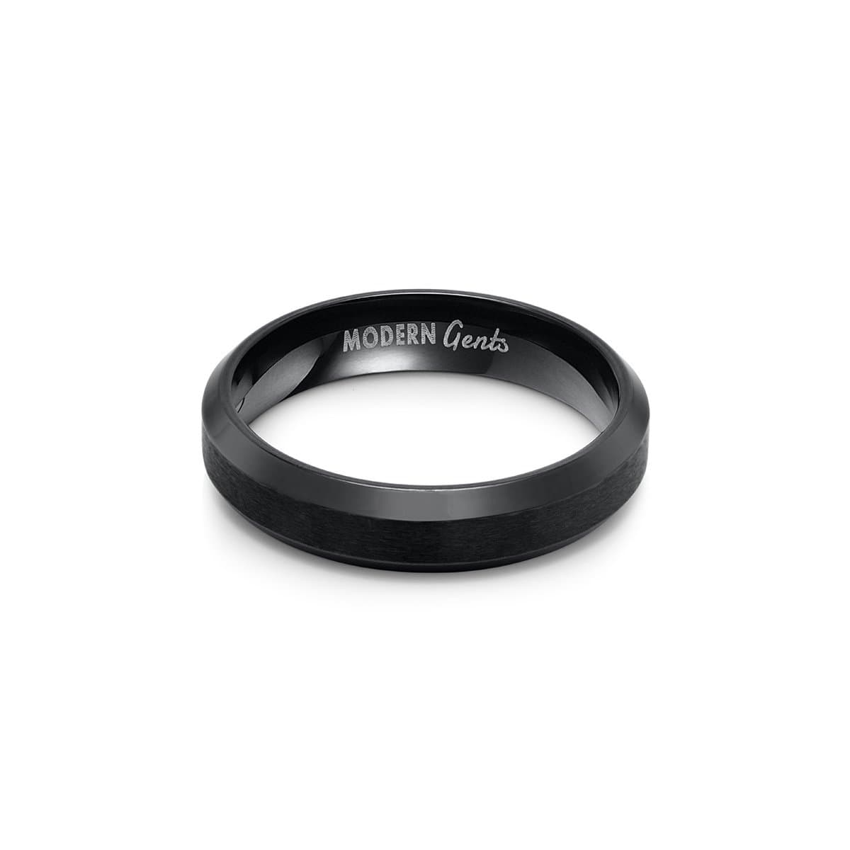 Pearich Minimalist Black Titanium Steel Band Ring