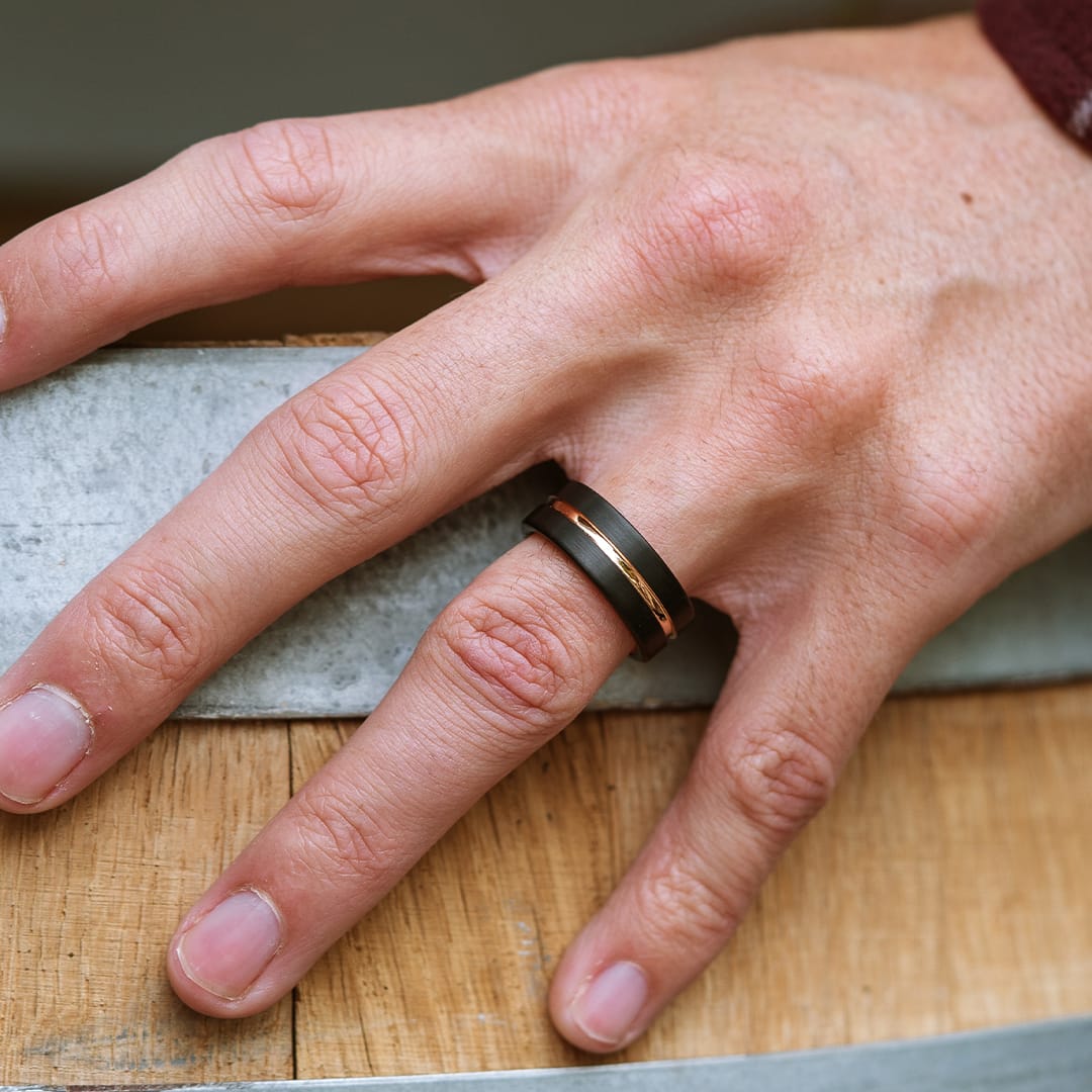 Pearich Black Stacking Band Ring