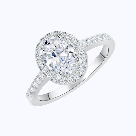 Pearich Oval Halo EngageMent Ring