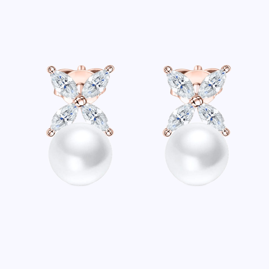 Pearich 18K Rose Gold Pearl Earrings