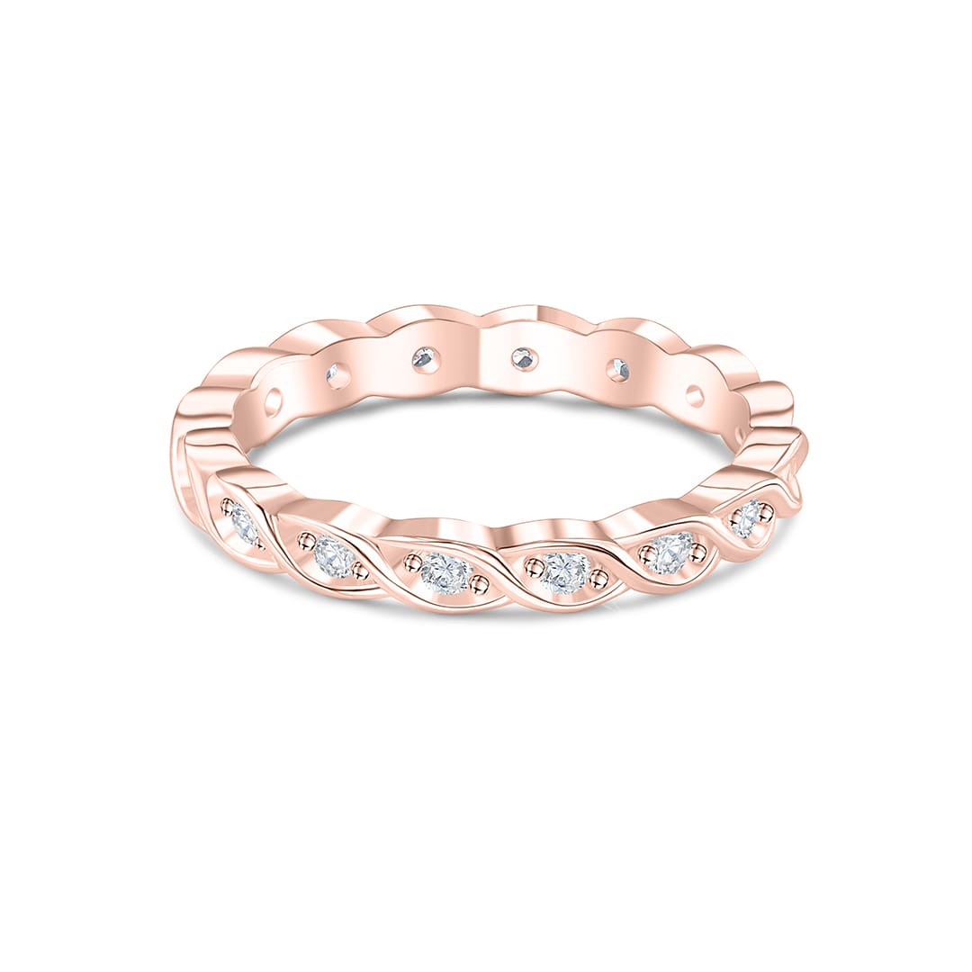 Pearich 18K Twist Eternity Band Ring- Rose Gold