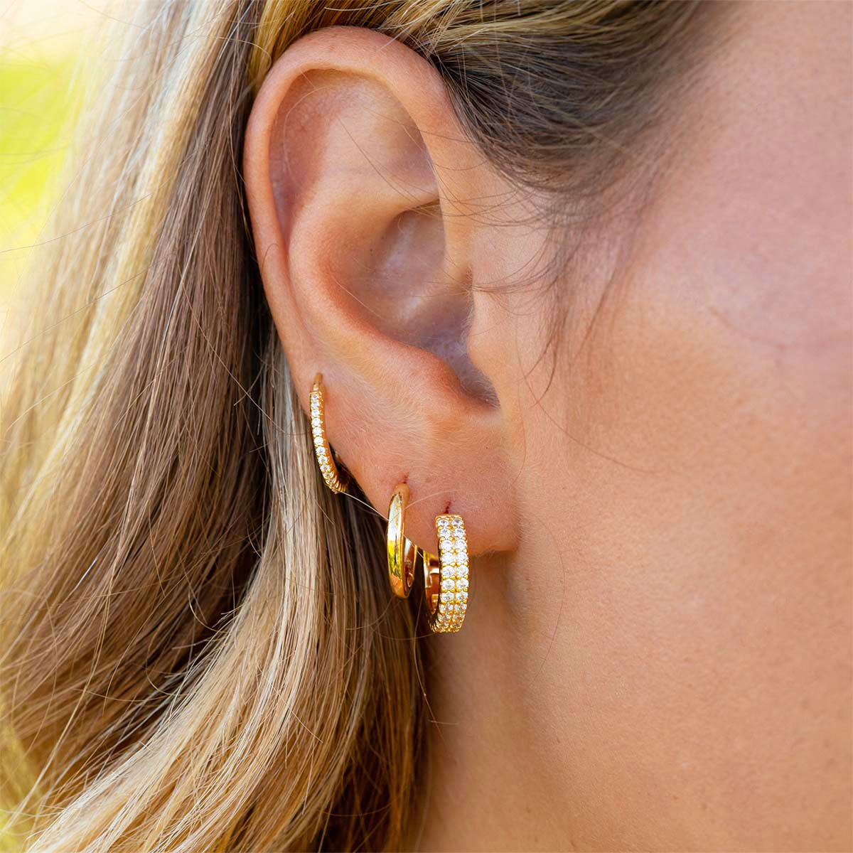 Pearich Gold Hoop Huggies  Earrings