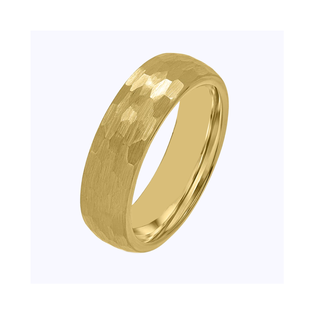 Pearich 6MM Gold Hammered Ring