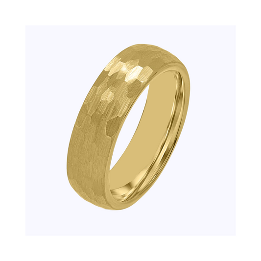 Pearich 6MM Gold Hammered Ring